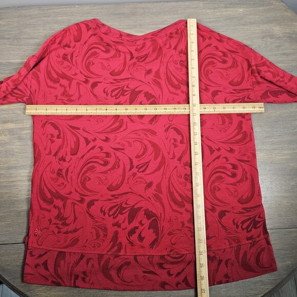 ATHLETA Sweatshirt Women's Sz Medium Coaster Luxe Red Floral V Neck Cozy - Picture 6 of 9